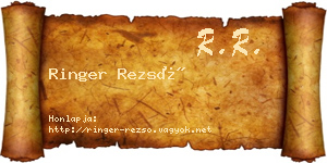 Ringer Rezső névjegykártya